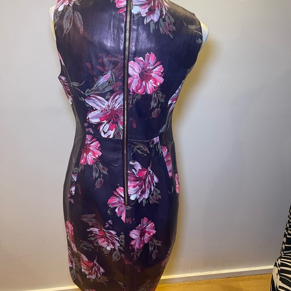 Calvin Klein Vegan Leather Flower Patterned Dress - Picture 3 of 3